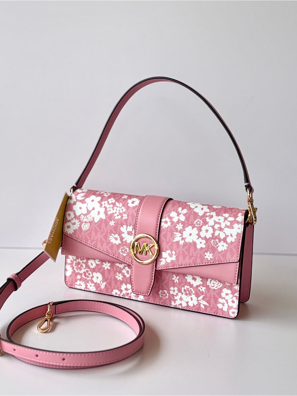 Michael Kors Greenwich Printed Signature Logo Convertible Shoulder Crossbody Bag